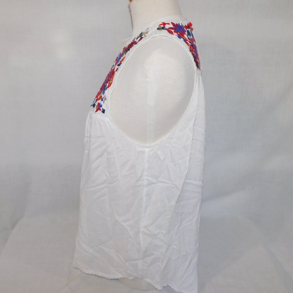 Aritzia Wilfred White Floral Embroidered Sleeveless Tank Top Womens S Flowy - Picture 7 of 9
